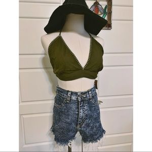 Earthbound Embroidered Festival Bralette in Sage Forest Eucalyptus
